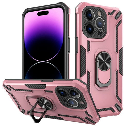 iPhone 15 Pro Warship Armor 2 in 1 Shockproof Phone Case - Rose Gold