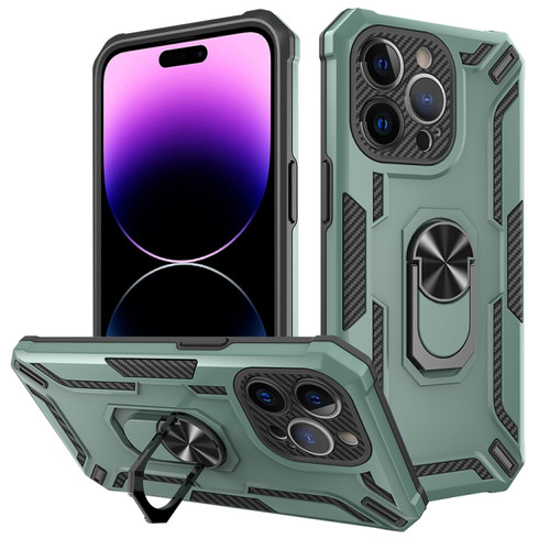 iPhone 15 Pro Warship Armor 2 in 1 Shockproof Phone Case - Dark Green