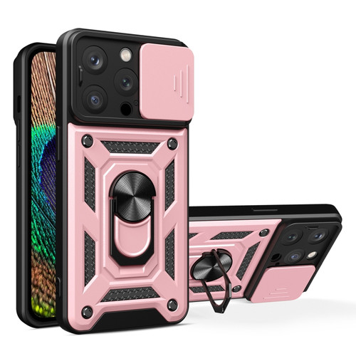 iPhone 15 Pro Sliding Camera Cover Design TPU+PC Phone Case - Rose Gold