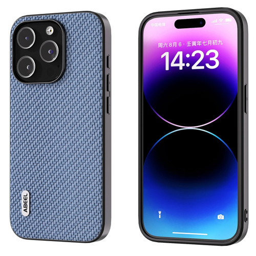 iPhone 15 Pro ABEEL Carbon Fiber Texture Protective Phone Case - Light Blue