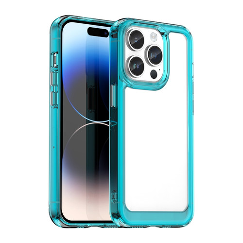 iPhone 15 Pro Colorful Series Acrylic + TPU Phone Case - Transparent Blue
