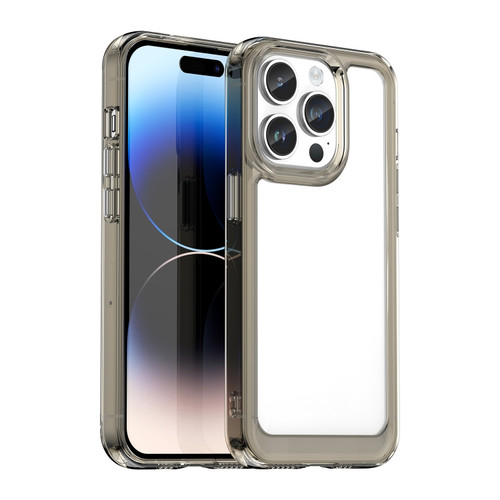 iPhone 15 Pro Colorful Series Acrylic + TPU Phone Case - Transparent Grey