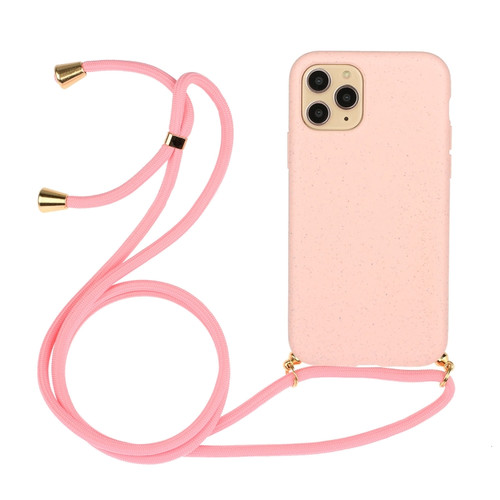 iPhone 15 Pro Wheat Straw Material + TPU Phone Case with Lanyard - Pink