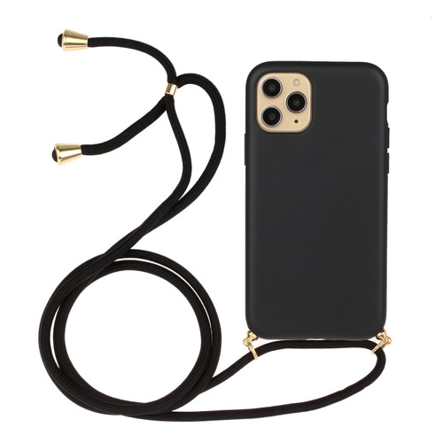 iPhone 15 Pro Wheat Straw Material + TPU Phone Case with Lanyard - Black