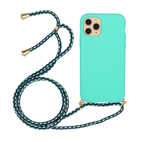 iPhone 15 Pro Wheat Straw Material + TPU Phone Case with Lanyard - Green