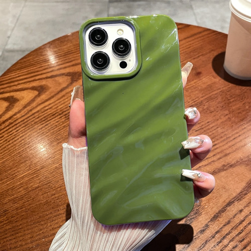 iPhone 15 Pro Solid Color Wave Texture TPU Phone Case - Green