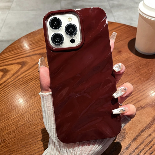 iPhone 15 Pro Solid Color Wave Texture TPU Phone Case - Wine Red