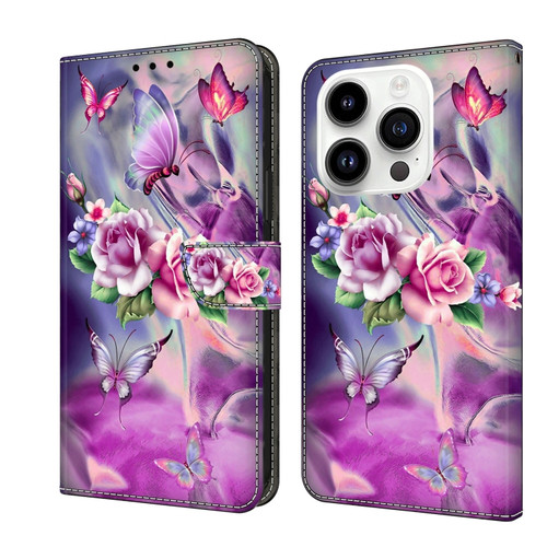 iPhone 15 Pro Crystal 3D Shockproof Protective Leather Phone Case - Butterfly