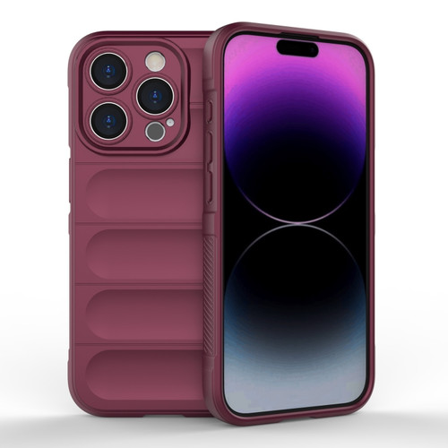 iPhone 15 Pro Magic Shield TPU + Flannel Phone Case - Wine Red