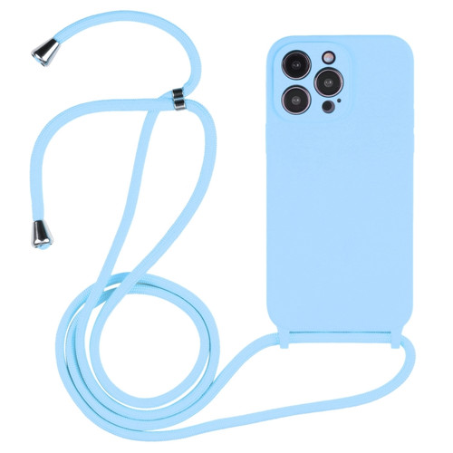 iPhone 15 Pro Crossbody Lanyard Liquid Silicone Case - Blue