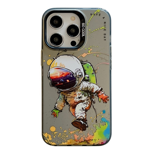 iPhone 15 Pro Animal Pattern Oil Painting Series PC + TPU Phone Case - Astronaut