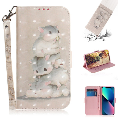 iPhone 15 3D Colored Horizontal Flip Leather Phone Case - Squirrels