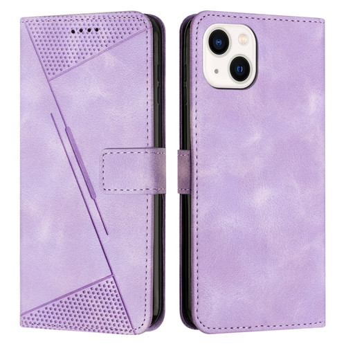 iPhone 15 Dream Triangle Leather Phone Case with Lanyard - Purple