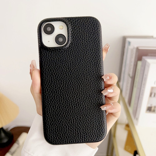 iPhone 15 Litchi Texture All-inclusive Shockproof Phone Case - Black