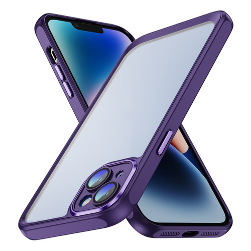 iPhone 15 PC + TPU Phone Case with Lens Film - Dark Purple