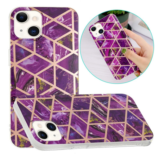 Electroplating Soft TPU Phone Case iPhone 15 - Purple Rhombus