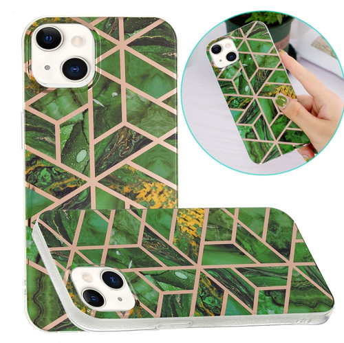 Electroplating Soft TPU Phone Case iPhone 15 - Green Rhombus
