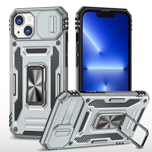 iPhone 15 Armor PC + TPU Camera Shield Phone Case - Grey