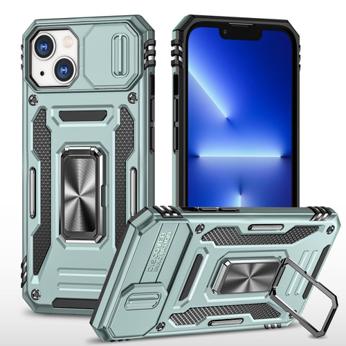 iPhone 15 Armor PC + TPU Camera Shield Phone Case - Alpine Green