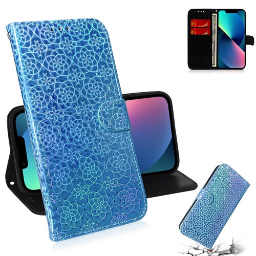 iPhone 15 Colorful Magnetic Buckle Leather Phone Case - Blue