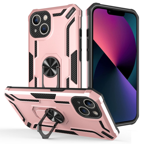 iPhone 15 Warship Armor 2 in 1 Shockproof Phone Case - Rose Gold