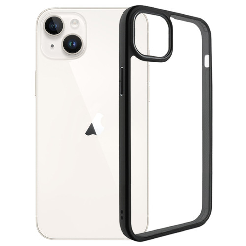 iPhone 15 Frosted TPU + Transparent PC Phone Case - Black