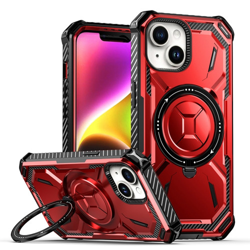 iPhone 15 Armor Series MagSafe Magnetic Holder Phone Case - Red