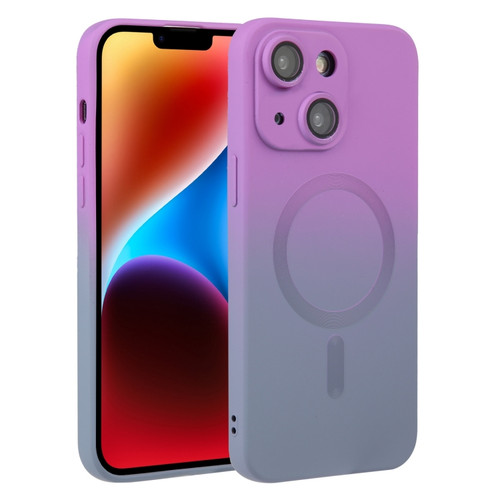 iPhone 15 Liquid TPU Silicone Gradient MagSafe Phone Case - Purple