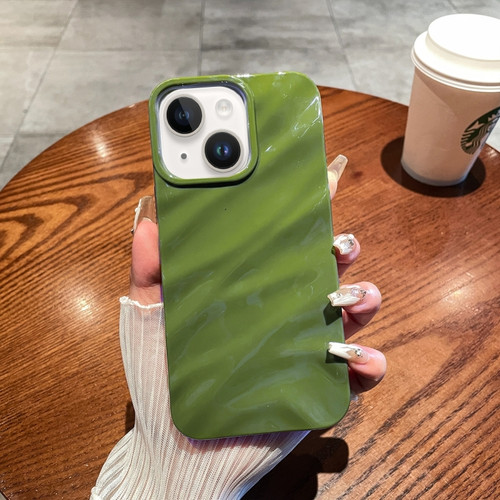 iPhone 15 Solid Color Wave Texture TPU Phone Case - Green