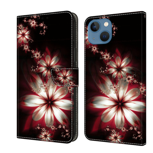 iPhone 15 Crystal 3D Shockproof Protective Leather Phone Case - Fantastic Flower