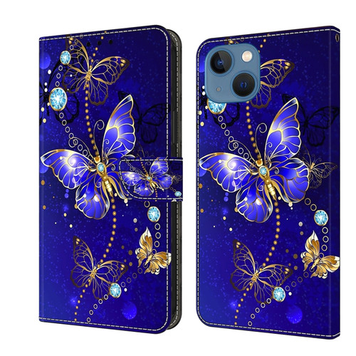 iPhone 15 Crystal 3D Shockproof Protective Leather Phone Case - Diamond Butterfly