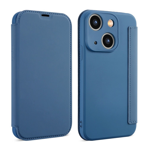 iPhone 15 Imitate Liquid Skin Feel Leather Phone Case with Card Slots - Bule