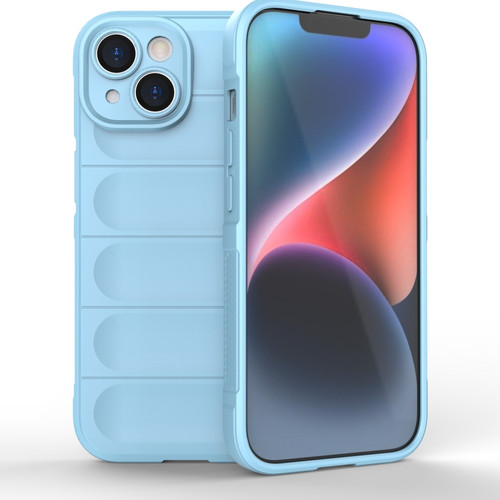 iPhone 15 Magic Shield TPU + Flannel Phone Case - Light Blue