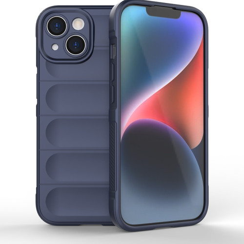 iPhone 15 Magic Shield TPU + Flannel Phone Case - Dark Blue