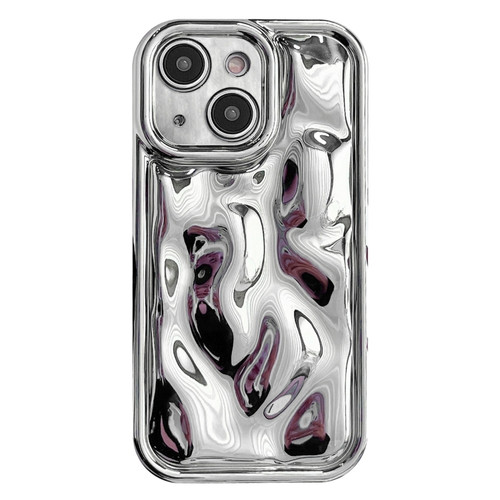 iPhone 15 Electroplating Meteorite Texture TPU Phone Case - Silver
