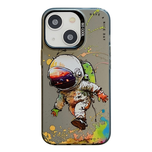 iPhone 15 Animal Pattern Oil Painting Series PC + TPU Phone Case - Astronaut