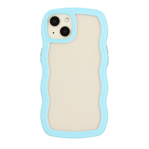 iPhone 15 Plus Candy Color Wave TPU Clear PC Phone Case - Blue