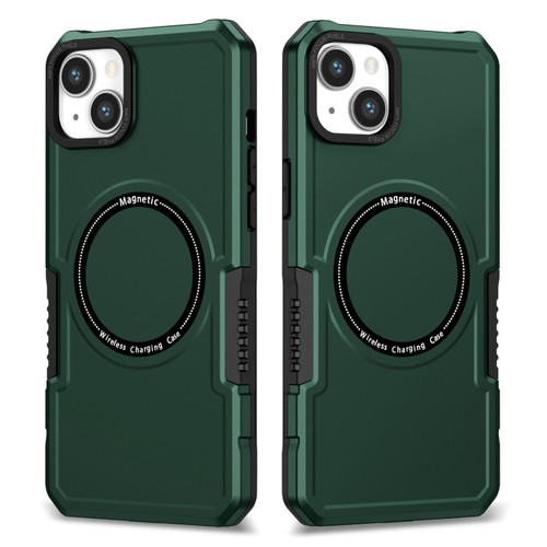 iPhone 15 Plus MagSafe Shockproof Armor Phone Case - Dark Green
