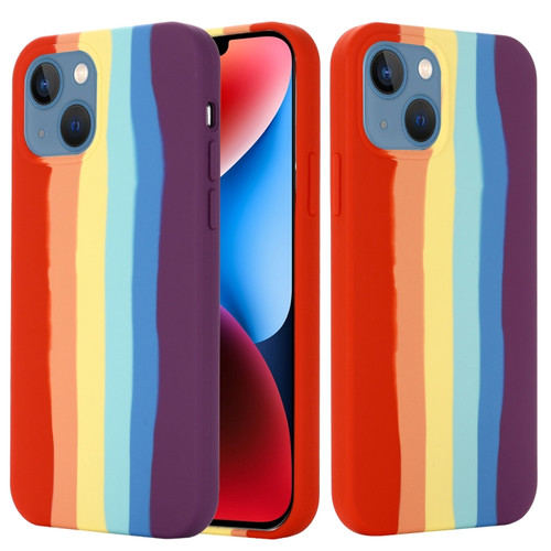 iPhone 15 Plus Rainbow Liquid Silicone Phone Case - Red