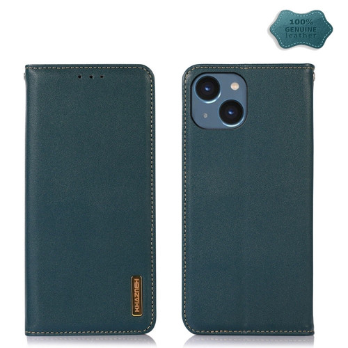 iPhone 15 Plus KHAZNEH Nappa Top Layer Cowhide Leather Phone Case - Green