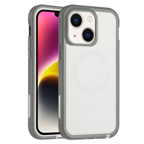 iPhone 15 Plus Defender Series XT MagSafe Magnetic PC + TPU Shockproof Phone Case - White+Grey