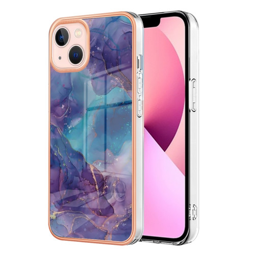 iPhone 15 Plus Electroplating Marble Dual-side IMD Phone Case - Purple 016