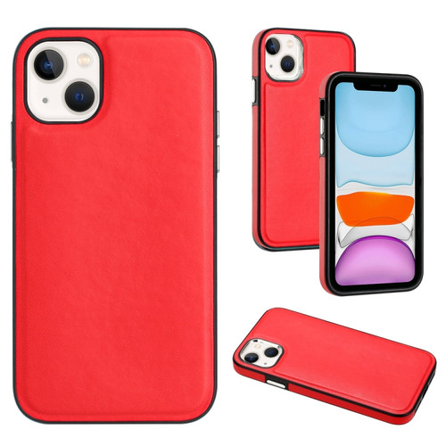 iPhone 15 Plus Leather Texture Full Coverage Phone Case - Red