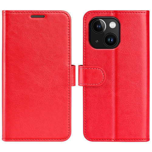 iPhone 15 Plus R64 Texture Horizontal Flip Leather Phone Case - Red