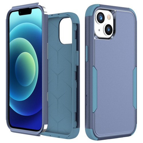 iPhone 15 Plus Commuter Shockproof TPU + PC Phone Case - Royal Blue+Grey Green