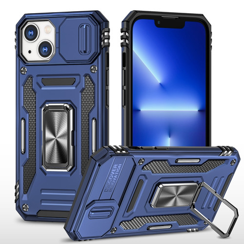 iPhone 15 Plus Armor PC + TPU Camera Shield Phone Case - Navy Blue