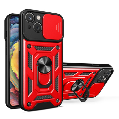 iPhone 15 Plus Sliding Camera Cover Design TPU+PC Phone Case - Red