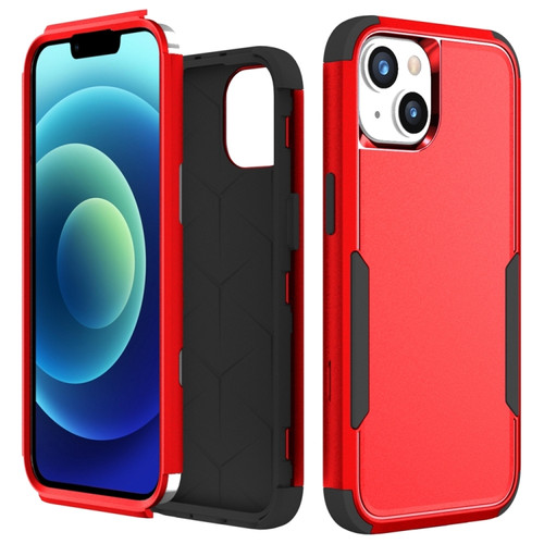 iPhone 15 Plus Commuter Shockproof TPU + PC Phone Case - Red+Black