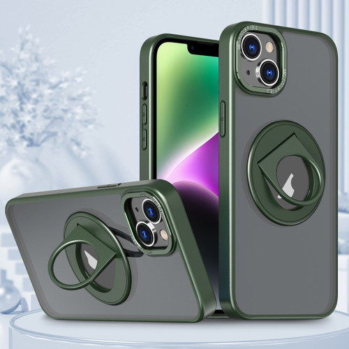 iPhone 15 Plus Rotating Ring Magnetic Holder Phone Case - Green
