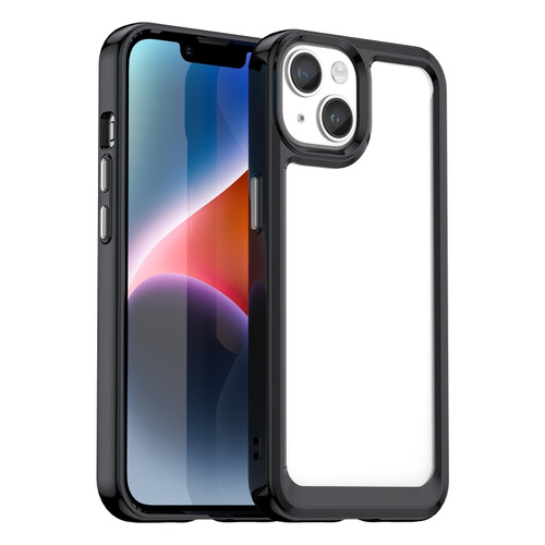 iPhone 15 Plus Colorful Series Acrylic + TPU Phone Case - Black